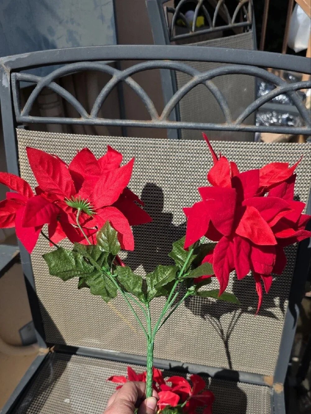 Holiday Poinsettia Stems And Small potted Plant - Christmas Décor